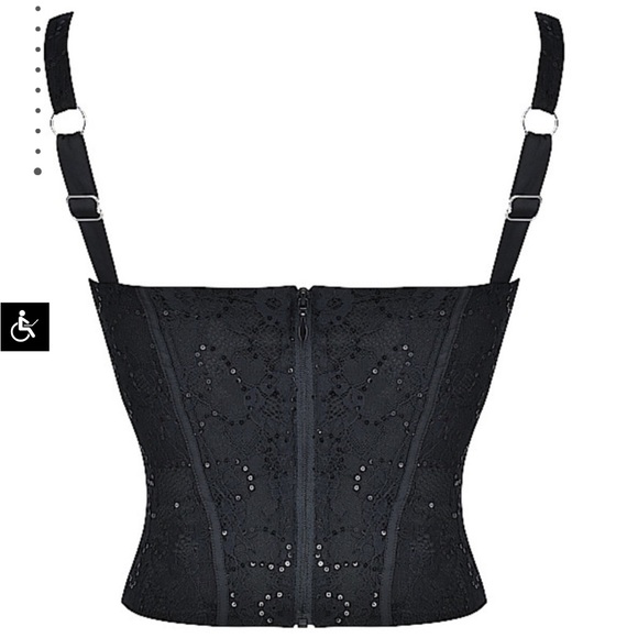 Mistress rocks black lace sequin corset size medium - Picture 2 of 3